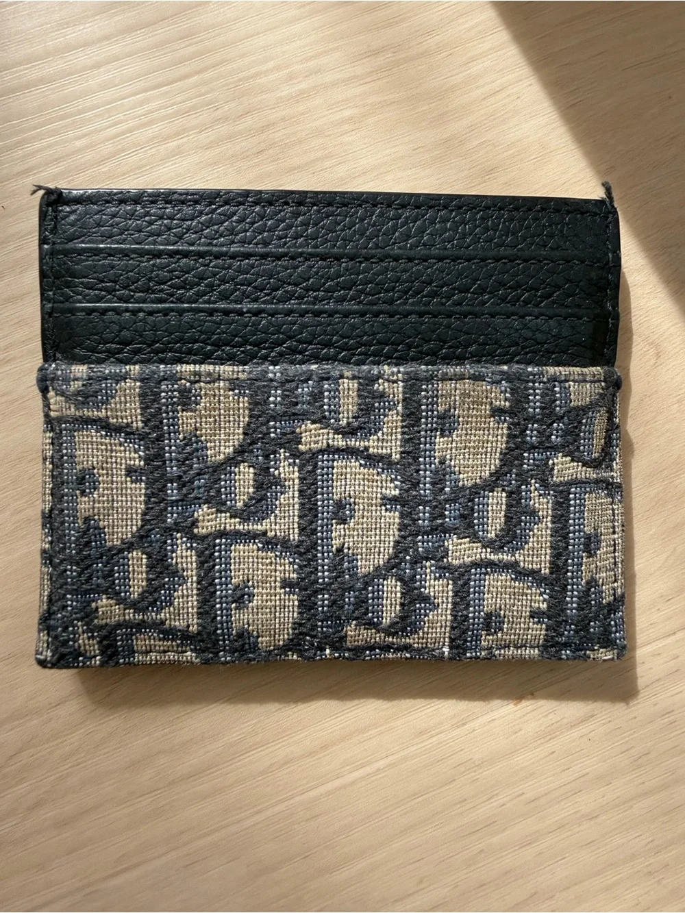 Dior Oblique Jacquard Card Holder in Beige and Black